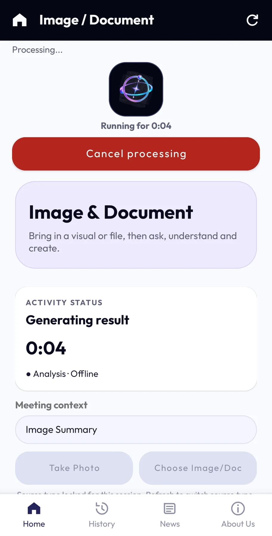 Urania screen: Analysing an image on-device