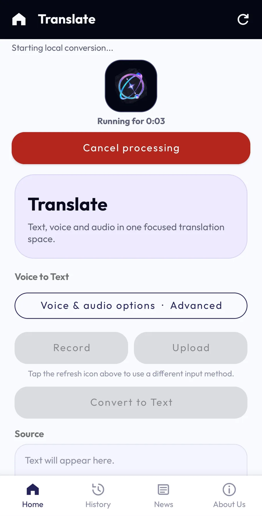 Urania screen: Translating with on-device AI